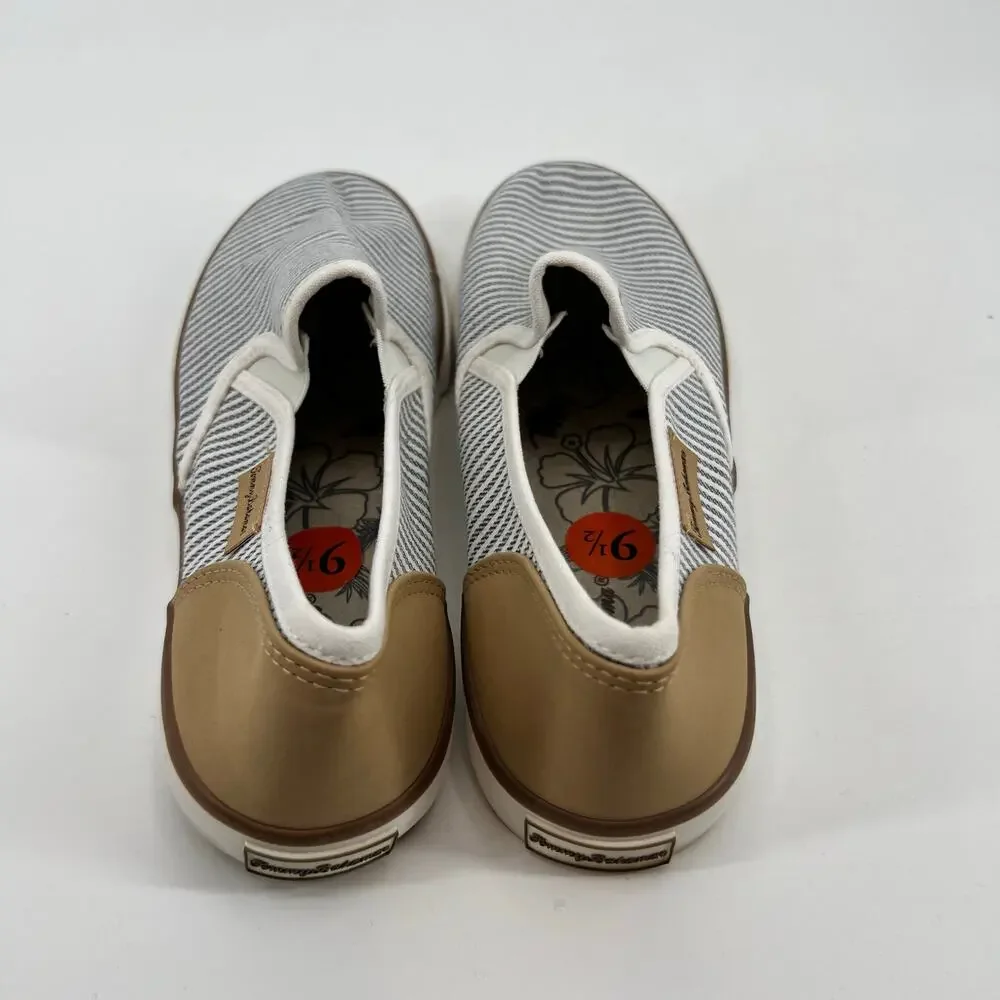 Tommy Bahama Shoes women’s 9.5 Sailor Slip On Gray White Stripe Canvas Casual